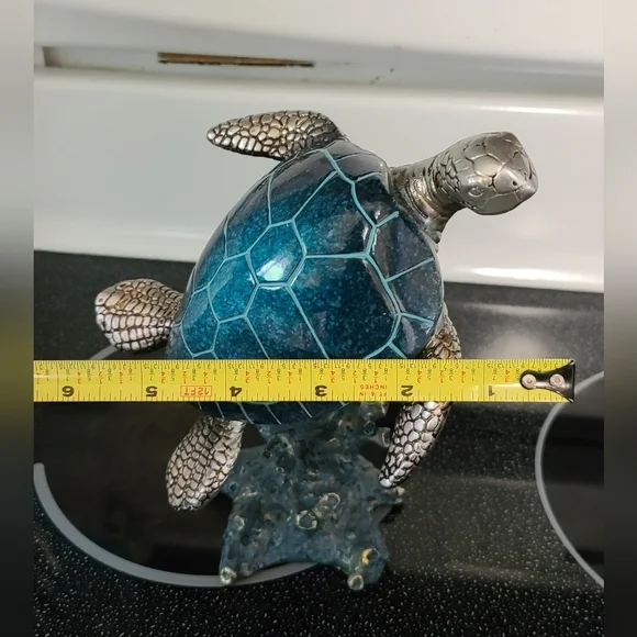 Hand painted resin turtle and coral sculpture - Picture 8 of 11